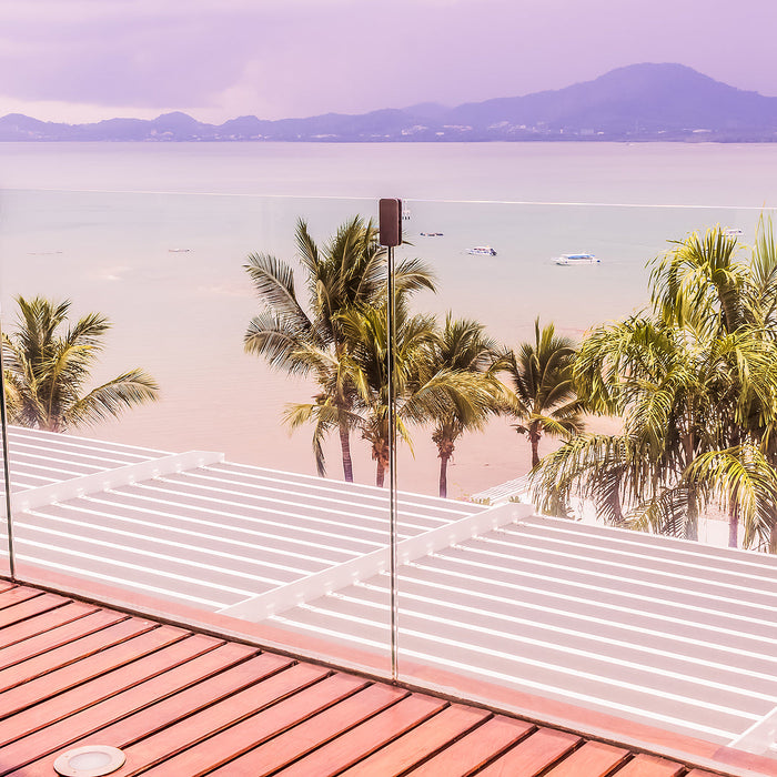 aluminum u channel - Tempered glass balustrades on wooden roof deck