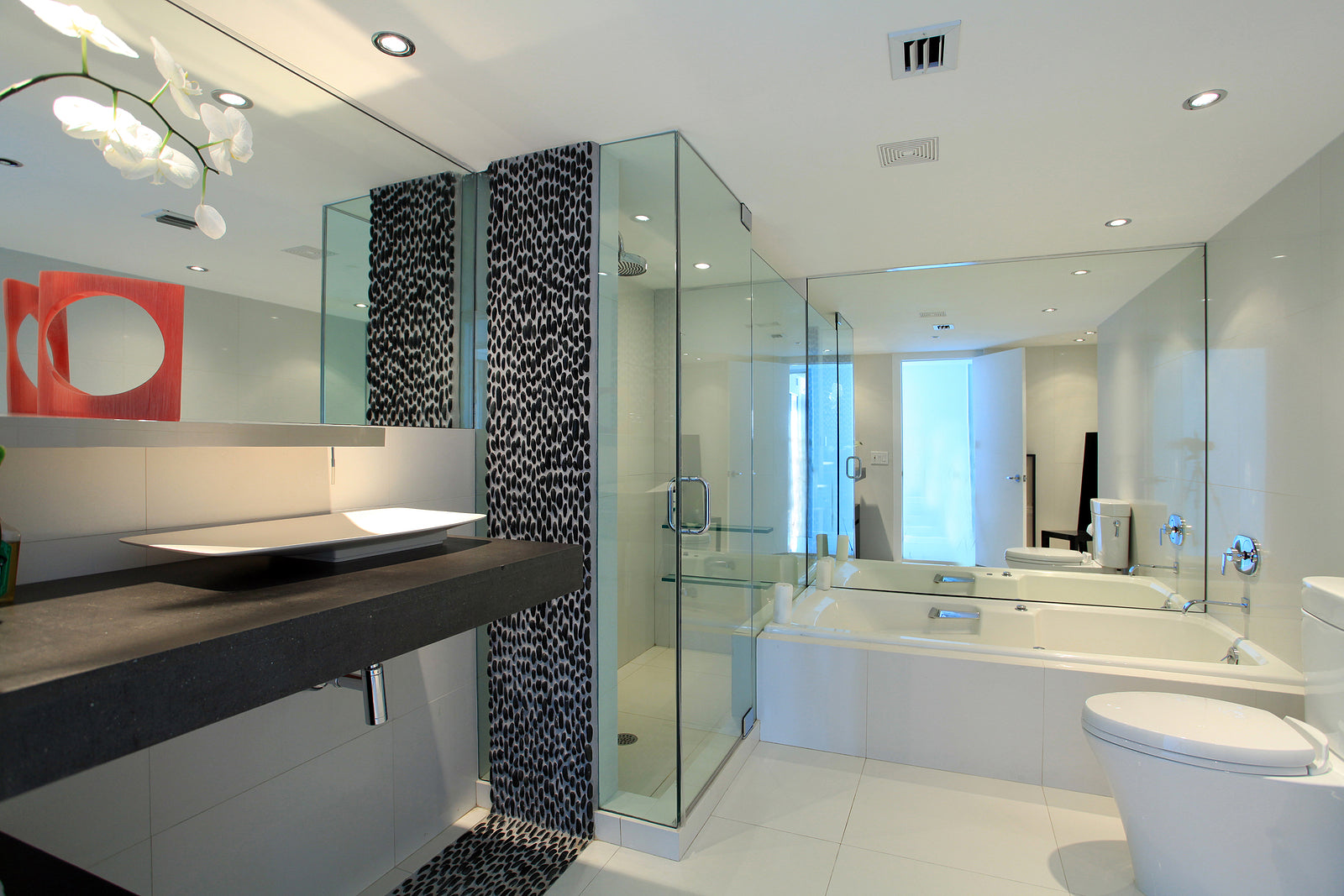 glass hardware - Luxury bathroom details of stone