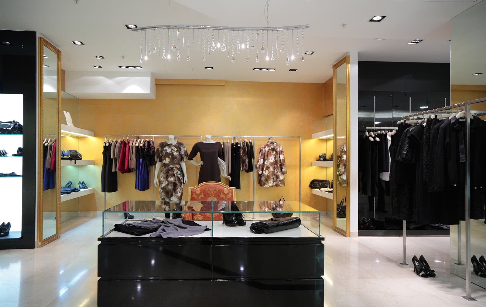 glass hardware - Section of female clothing in shop