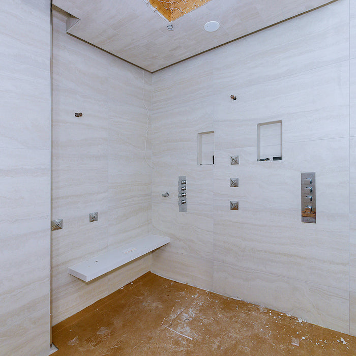 offset shower door hinges - Bathroom shower covered tiled