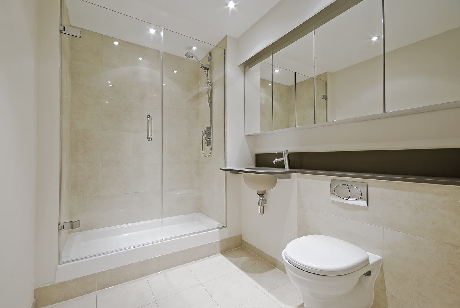 shower door knobs - luxury modern en-suite bathroom