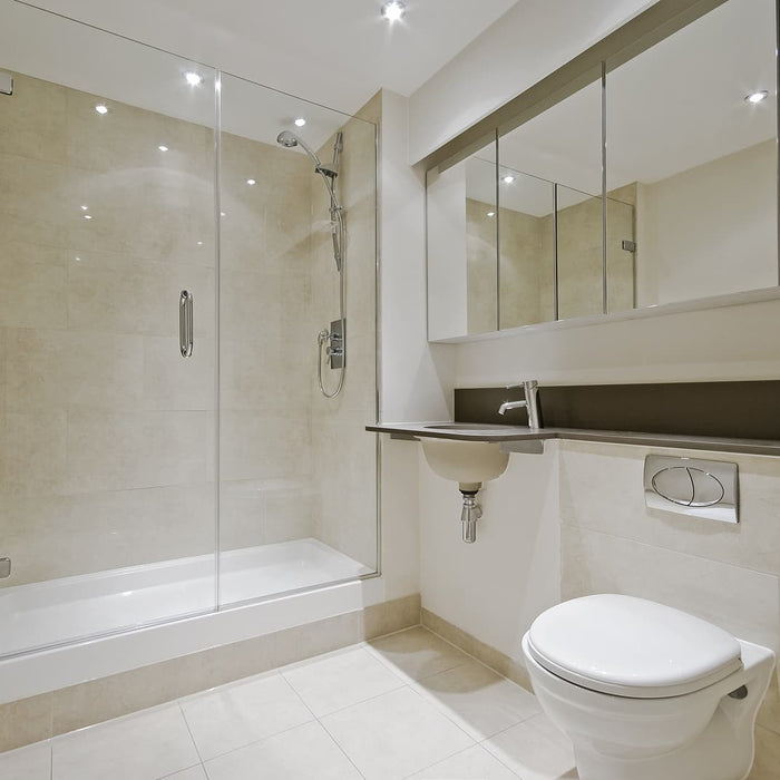 shower door knobs - luxury modern en-suite bathroom