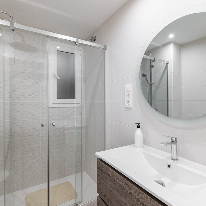 shower glass cleaner - shower area with glass railing