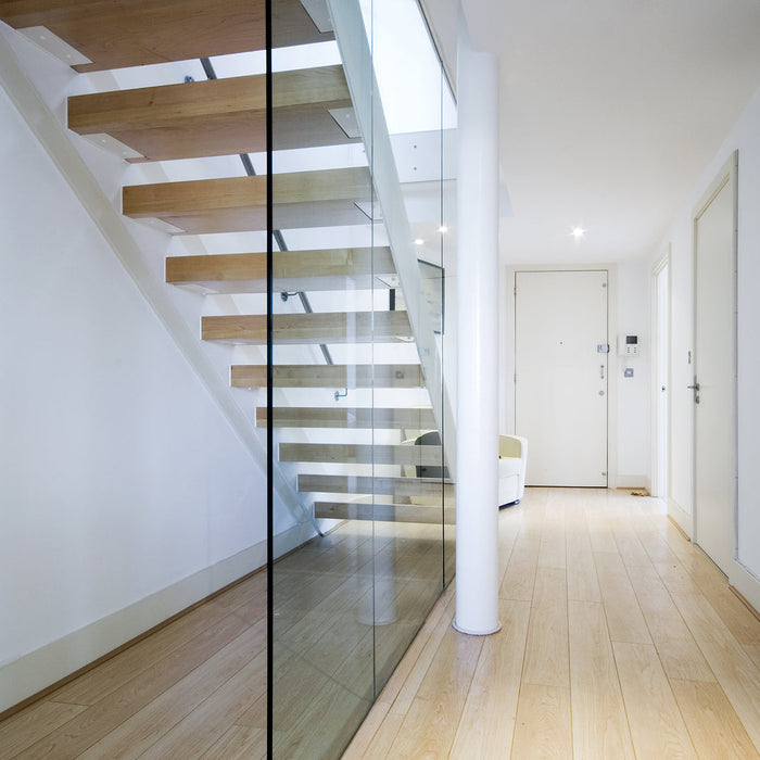 shower u-channels with insert for 8 or 10mm glass - entrance hall with staircase and glass wall