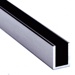 Satin Nickel Aluminium U-Channel 20 x 20 mm for 15 mm Glass Effect 3M® Long