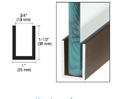 6.1 Metre Wet Glaze Deep U Channels For 15 mm Glass (38.1 mm Deep)