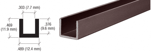 3.66 Metre Aluminium Single Channel Extrusion 2.35 mm Depth For 6 mm Glass