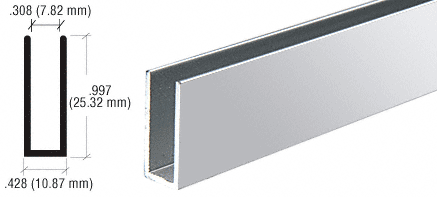 3.66 Metre Aluminium Single Channel With 25 mm Wall For 6 mm Glass