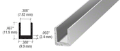 Brite Anodized Aluminium U Channel for 6mm Glass