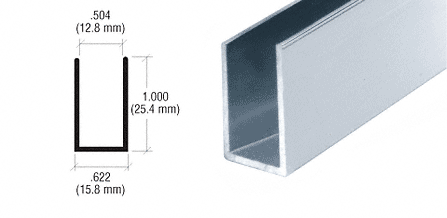 3.6 Metre 25.4 mm Deep Aluminium U Channel For 12 mm Glass