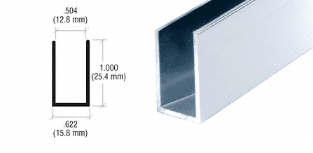 3.6 Metre 25.4 mm Deep Aluminium U Channel For 12 mm Glass