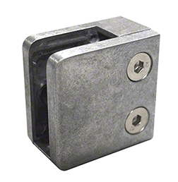 Brushed Stainless Steel Square Flat Back Glass Clamp 55 x 55mm for Laminated Glass