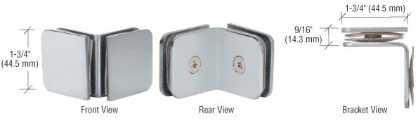 Junior Traditional Style 90 Degree Glass-to-Glass Clamps