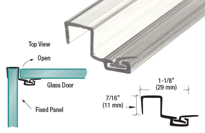 'U' Seal Polycarbonate Strike with Leg and Insert at 90 Degrees for 3/8" Glass