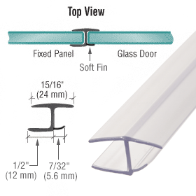 Polycarbonate H-Jamb 180 Degree with One Soft Fin for 3/8" Glass