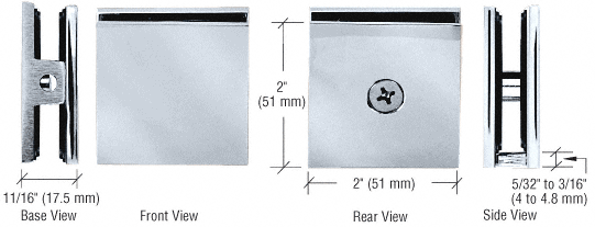 Square Hole in Glass Fixed Panel U-Clamps Wall To Glass (10mm-12mm)