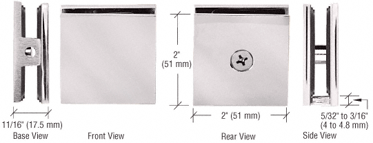 Square Hole in Glass Fixed Panel U-Clamps Wall To Glass (10mm-12mm)