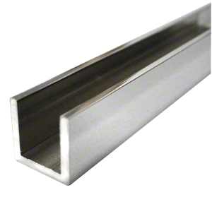 3 Metre Chrome Plated Aluminium U Channels For 15 mm Fixed Glass Panels