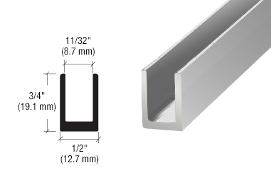 8mm Glass U Channel in Chrome | Deep — Glass Components UK