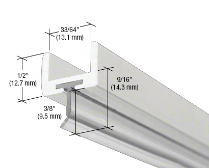 2.41 Metre Aluminium U-Channel with Wipe for 12 mm Glass - 2/41 metre