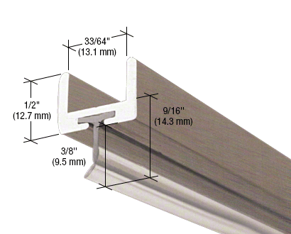 2.41 Metre Aluminium U-Channel with Wipe for 12 mm Glass - 2/41 metre