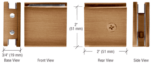 Square Style Notch-in-Glass Fixed Panel U-Clamps (10mm-12mm)