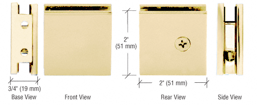 Square Style Notch-in-Glass Fixed Panel U-Clamps (10mm-12mm)