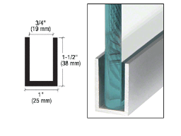 6.1 Metre Wet Glaze Deep U Channels For 15 mm Glass (38.1 mm Deep)