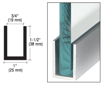 3 Metre Wet Glaze Deep U Channels For 15 mm Glass (38 mm Deep)