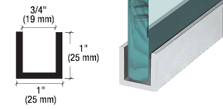 3 Metre Shallow Wet Glaze U Channels For 15 mm Glass (25 mm Deep)