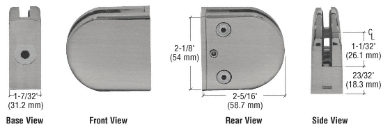 Z-Series Round Type Flat Base Zinc Clamps for (12 mm) Glass