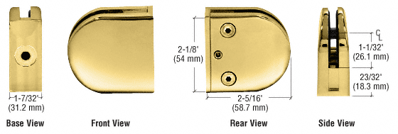 Z-Series Round Type Flat Base Zinc Clamps for (12 mm) Glass