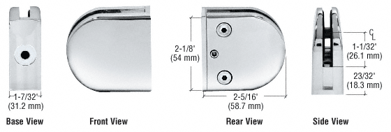 Z-Series Round Type Flat Base Zinc Clamps for (12 mm) Glass