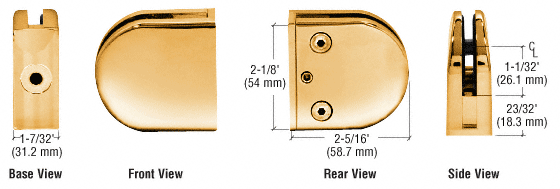 Z-Series Round Type Flat Base Zinc Clamps for (12 mm) Glass