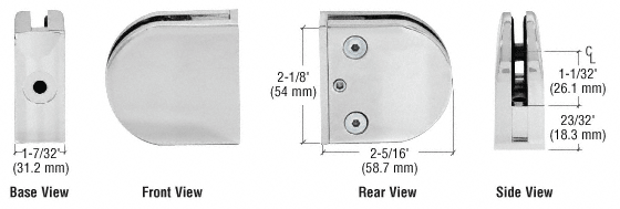 Z-Series Round Type Flat Base Zinc Clamps for (12 mm) Glass