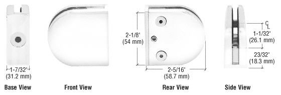 Z-Series Round Type Flat Base Zinc Clamps for (12 mm) Glass