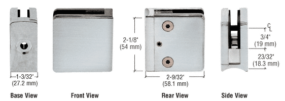 Z-Series Square Type Radius Base Stainless Steel Clamps for (10 mm) Glass