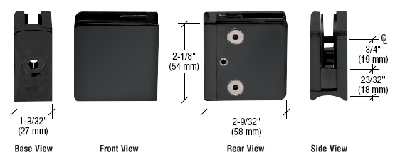 Z-Series Square Type Radius Base Stainless Steel Clamps for (10 mm) Glass