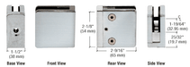 Brushed Stainless Z-Series Flat Surface Mount Square Type Glass Clamps for 13/16" Glass