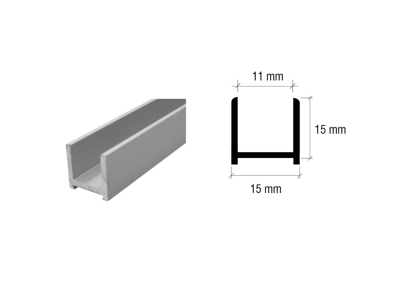 10 mm Aluminium U Channels — Glass Components UK